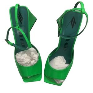 The Attico Piper patent-leather sandals in Green